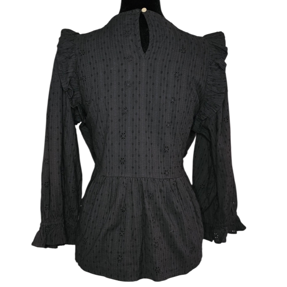 NWT Universal Thread Black Eyelet Ruffle Loose Fit Top - XS - Picture 2 of 5